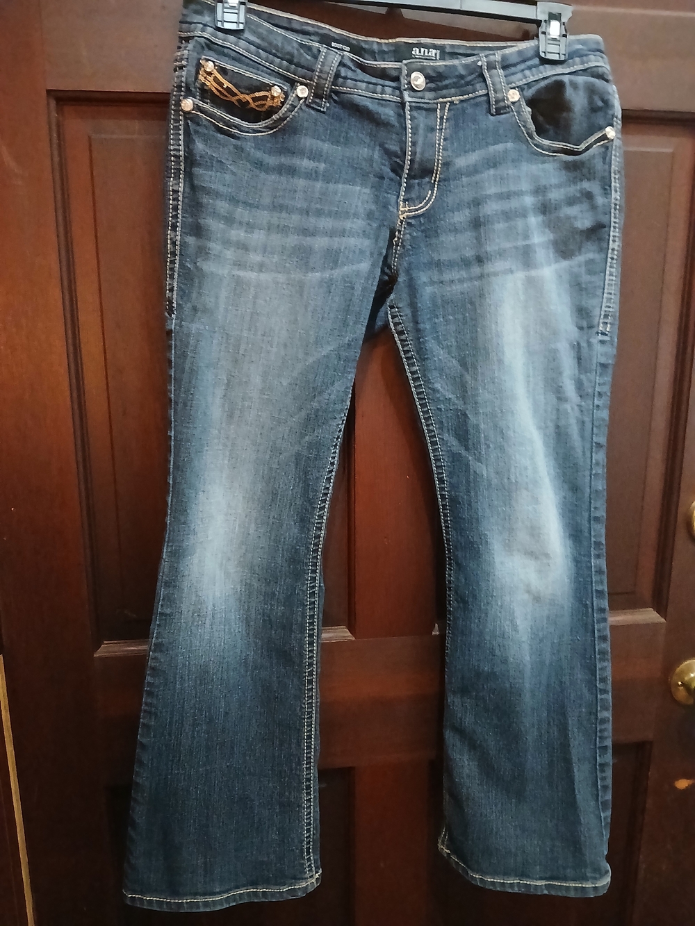a.n.a Women's Dark Indigo Boot Cut Jeans with Contrast Stitching 14P